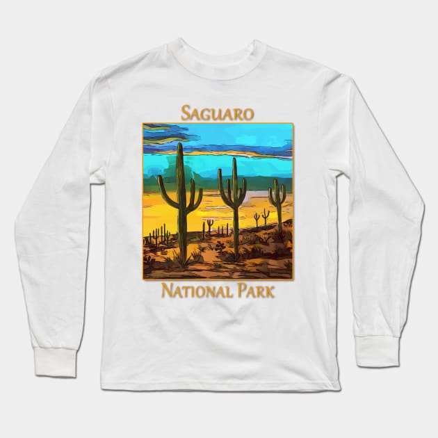 Saguaro from the Saguaro National Park in Arizona Long Sleeve T-Shirt by WelshDesigns